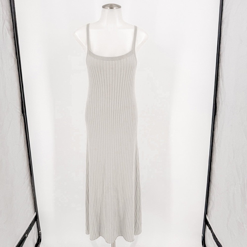 By Together Soft Gray Ribbed Midi Dress